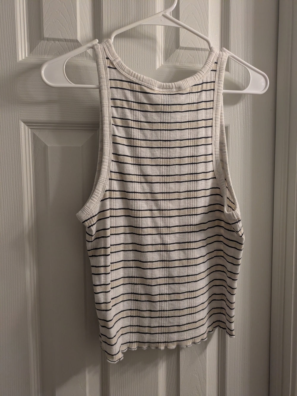 Striped Ribbed Tank Top - White/Black - Picture 2 of 3